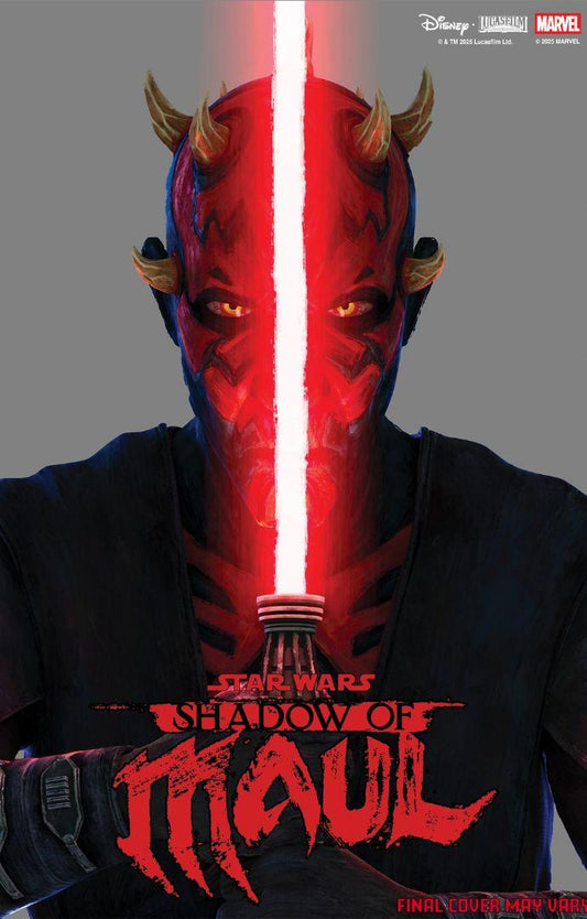 Character from 'Star Wars' with a lightsaber, wearing a hoodie with 'Shadow of Maul' text, on a gray background.