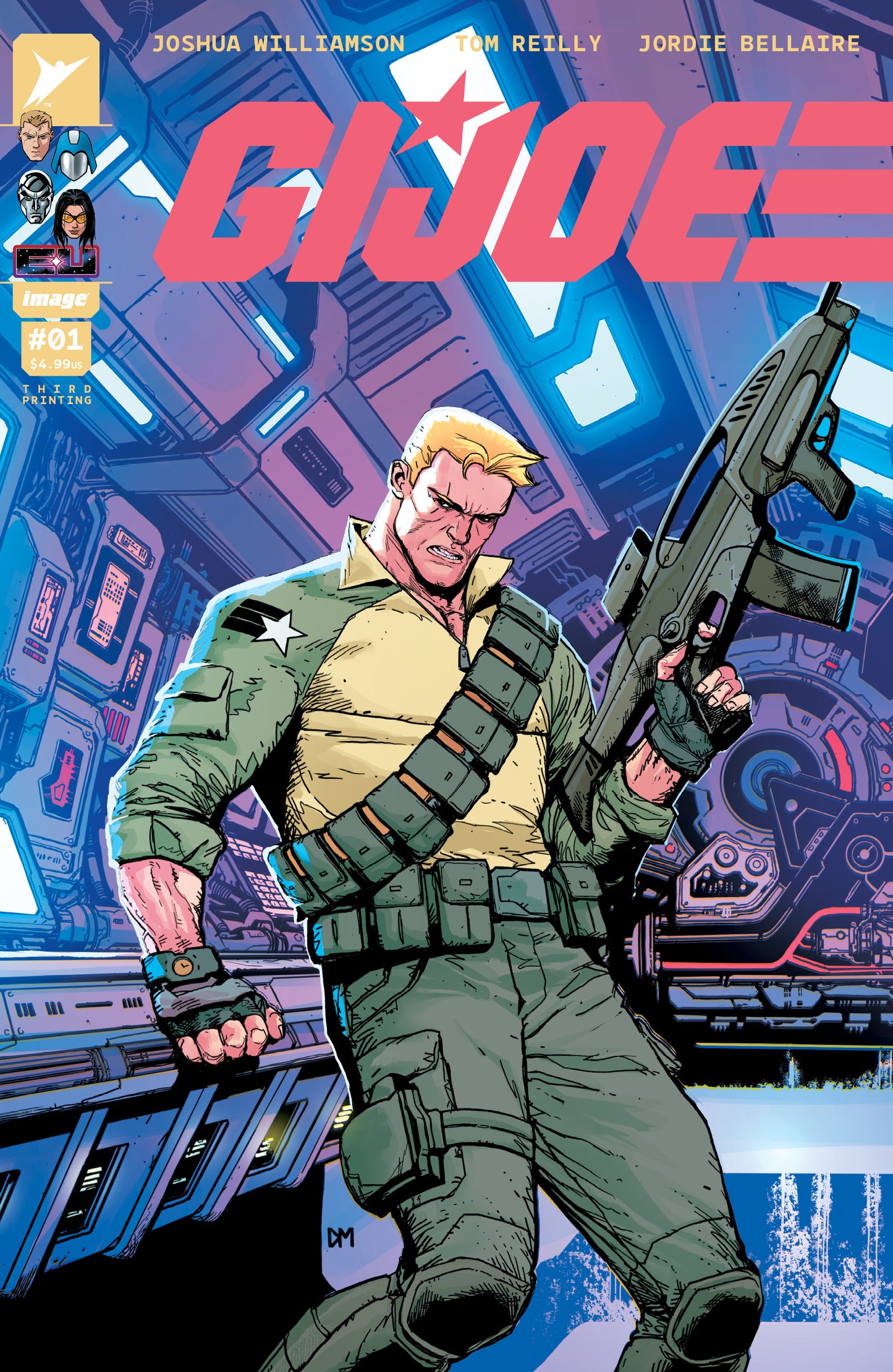 Comic book cover featuring a character from G.I. Joe with a futuristic background