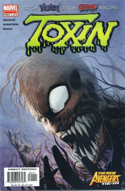 Comic book cover featuring a character with a skull-like face and the word 'Toxin' in green.