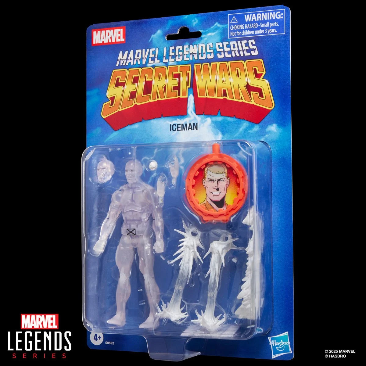 Marvel Legends Secret Wars Iceman action figure packaging on a white background
