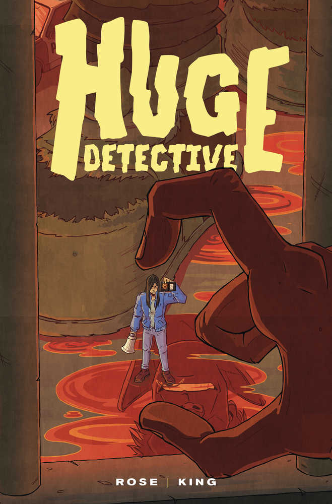 Cover of 'Huge Detective #4' featuring an illustration of a detective with a large, sleeping giant in the background, under a title in bold lettering.