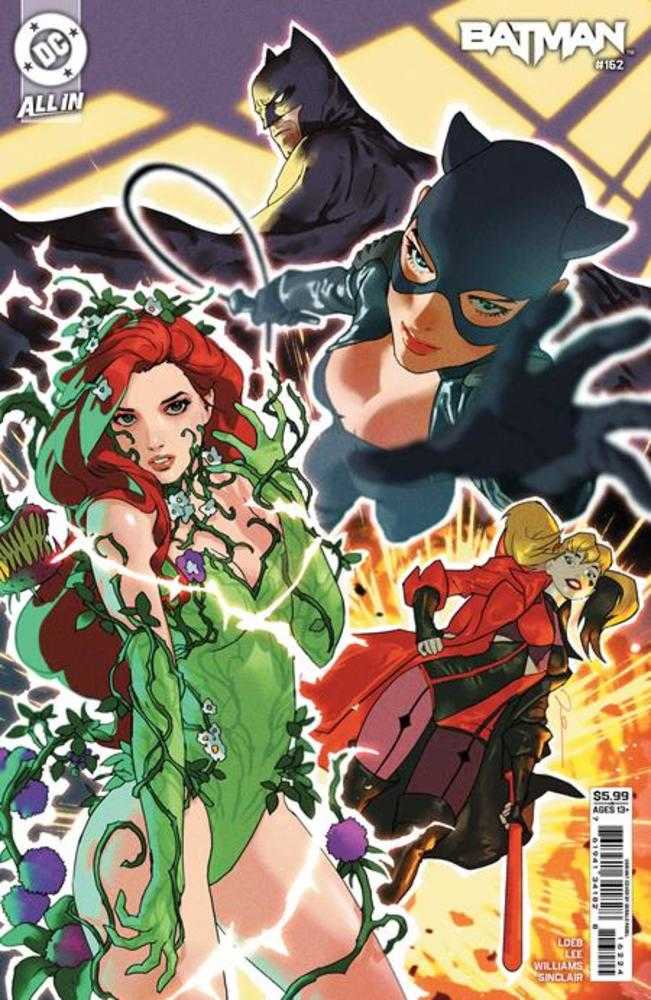 Comic book cover featuring Batman, Catwoman, Poison Ivy, and Harley Quinn.