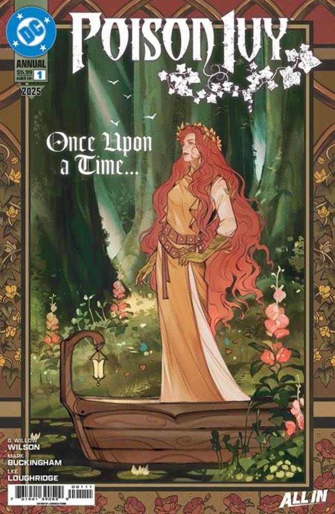 Comic book cover featuring Poison Ivy in a forest setting with decorative border