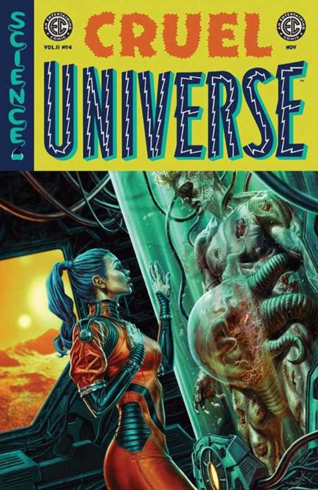 Comic book cover titled 'Cruel Universe' with futuristic design elements.