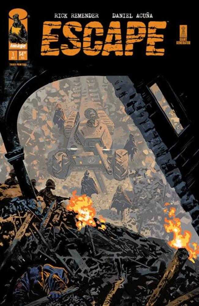 Comic book cover titled 'Escape' with a dark, apocalyptic scene.