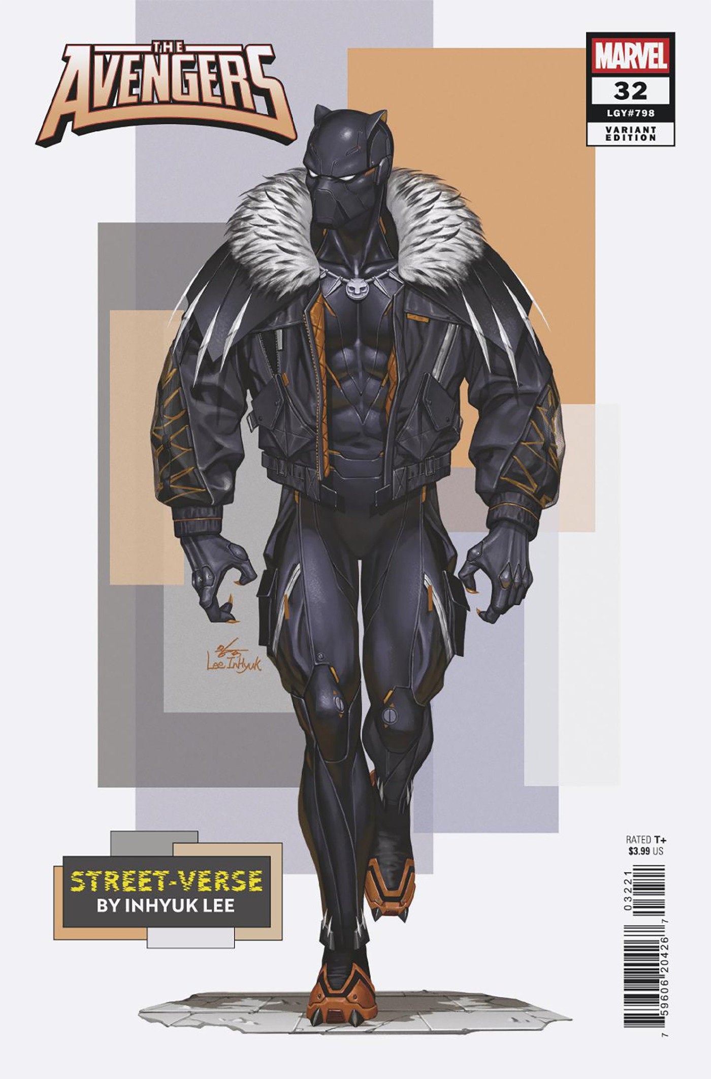 Comic book cover featuring a superhero in a black and gray suit with fur accents, Marvel logo visible
