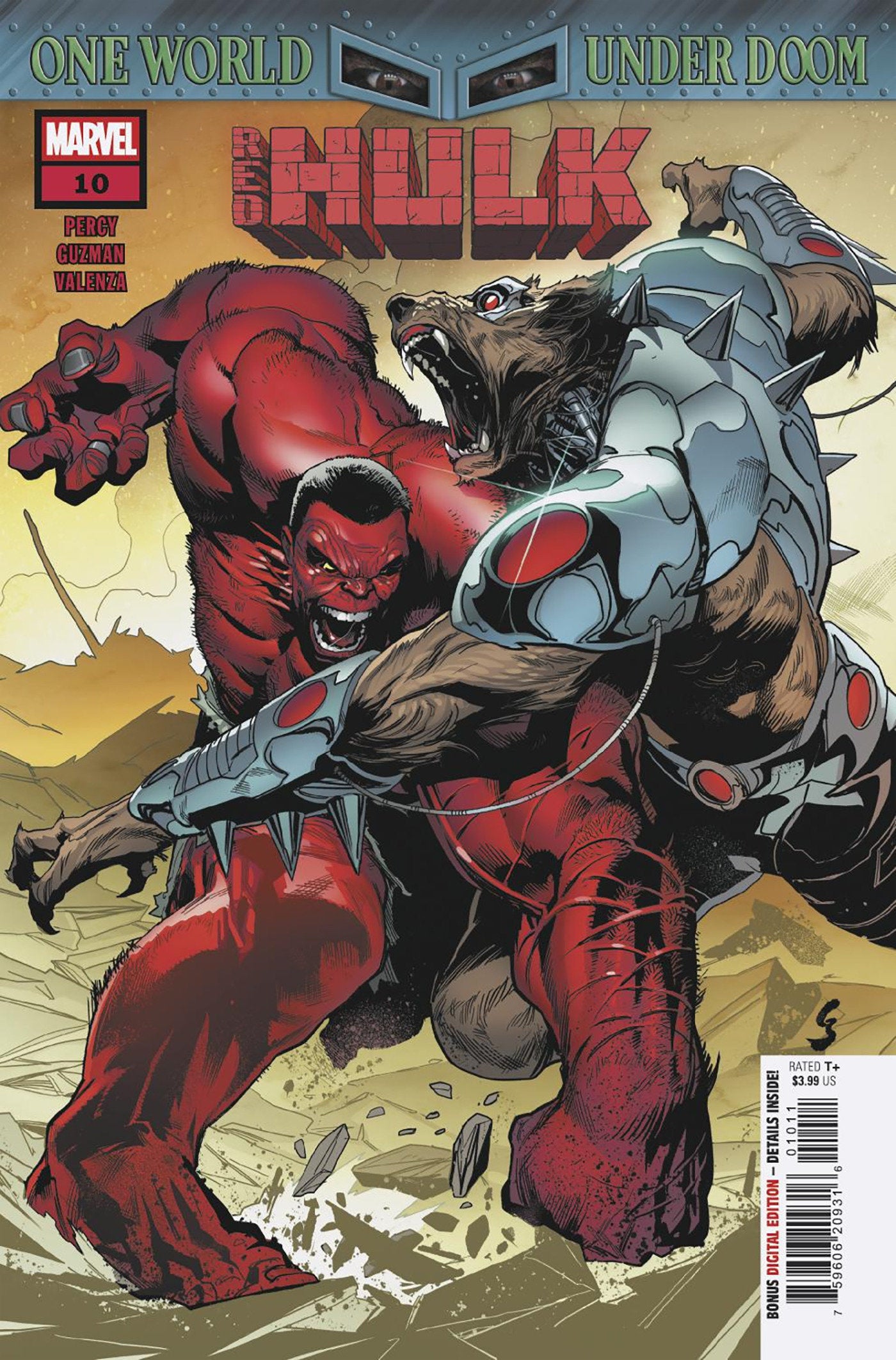 Comic book cover featuring two characters in a fight, with 'Red Hulk' and 'Hulk' visible.