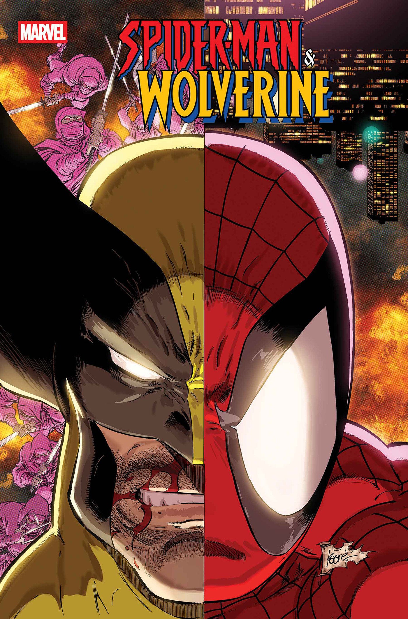 Comic book cover featuring Spider-Man and Wolverine with Marvel logo.
