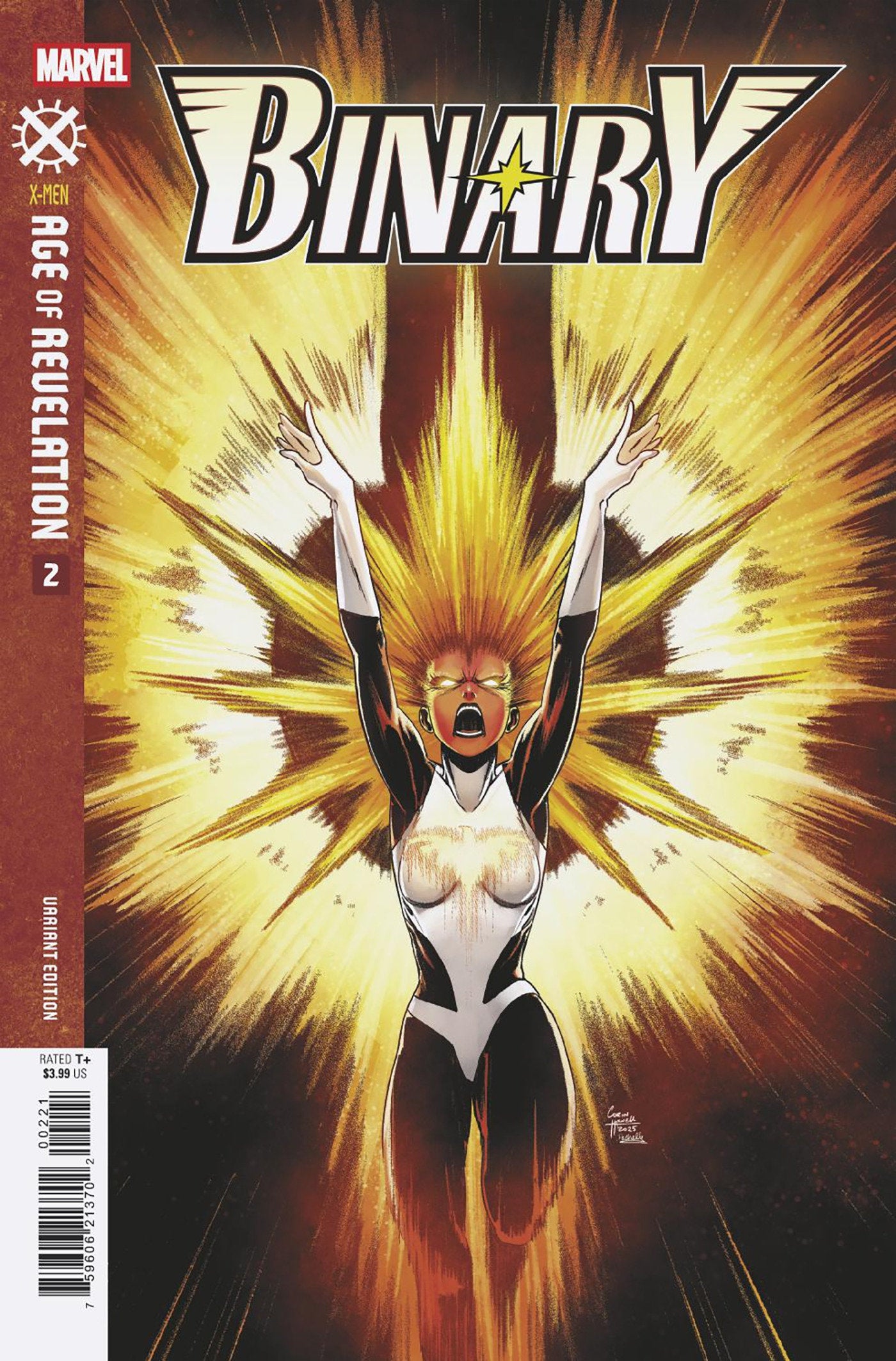 Comic book cover featuring a superhero with a bright yellow and orange explosion behind them, titled 'Binary'.