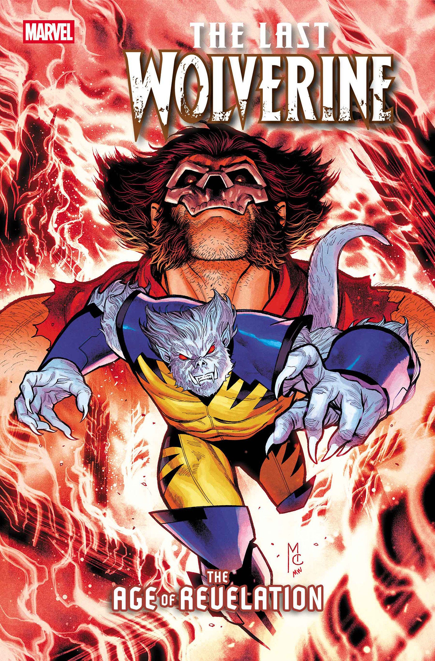 Comic book cover of 'The Last Wolverine' with fiery background