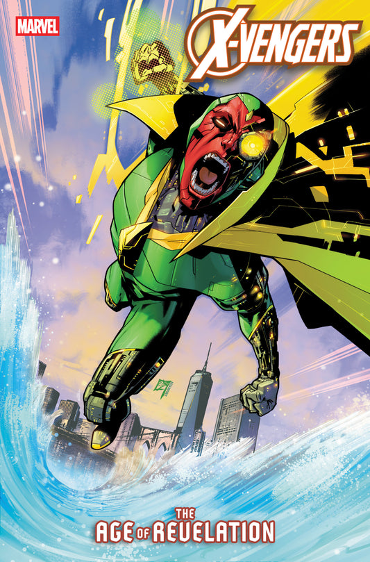 Comic book cover featuring a superhero in green and yellow costume with 'X-Men' and 'Marvel' logos.