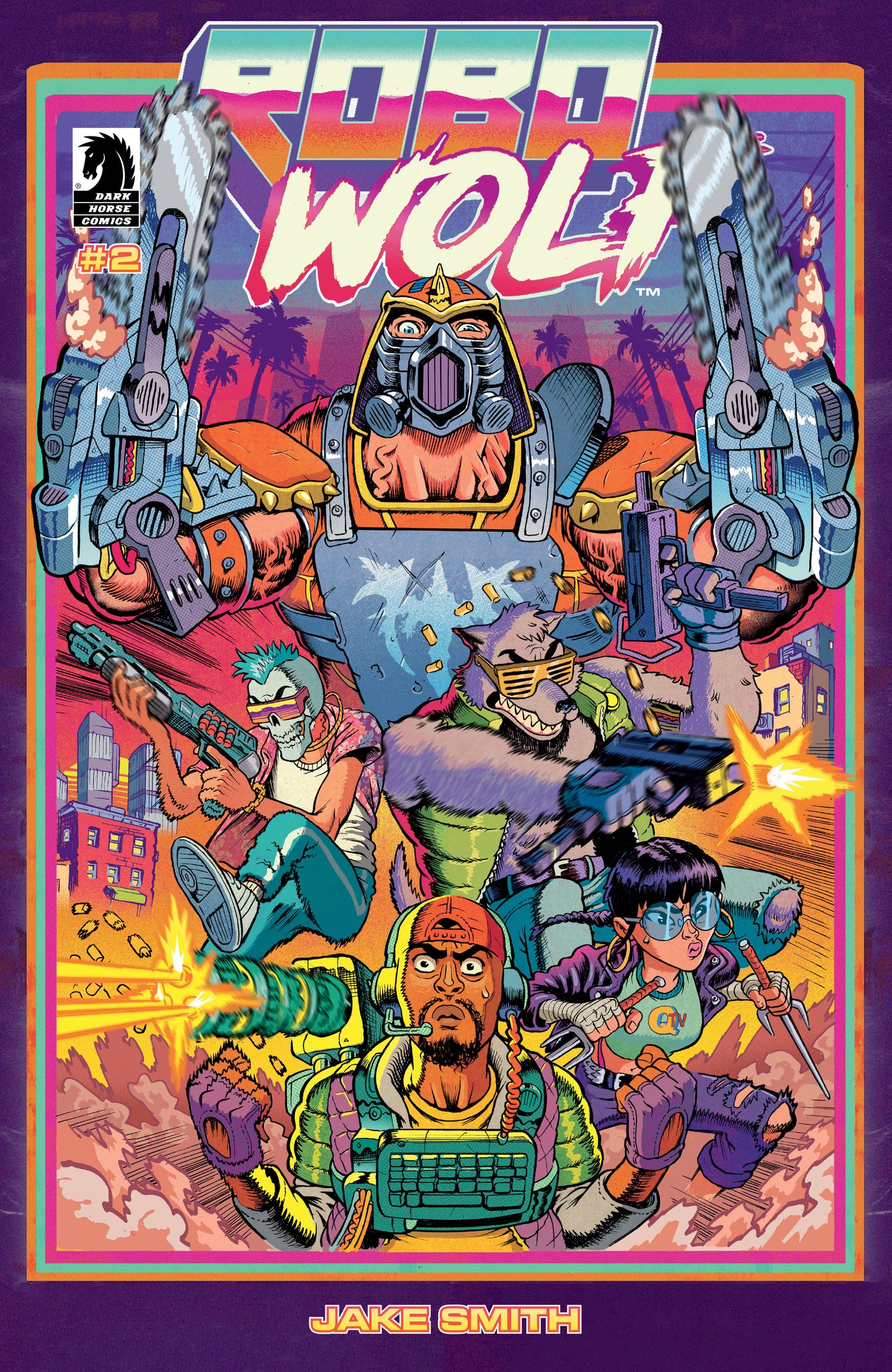 Comic book cover featuring a robot and various characters with a vibrant color palette.