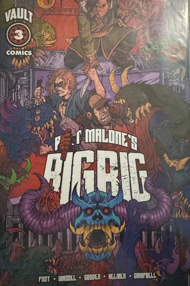 Comic book cover featuring a group of characters with a colorful and dynamic design.