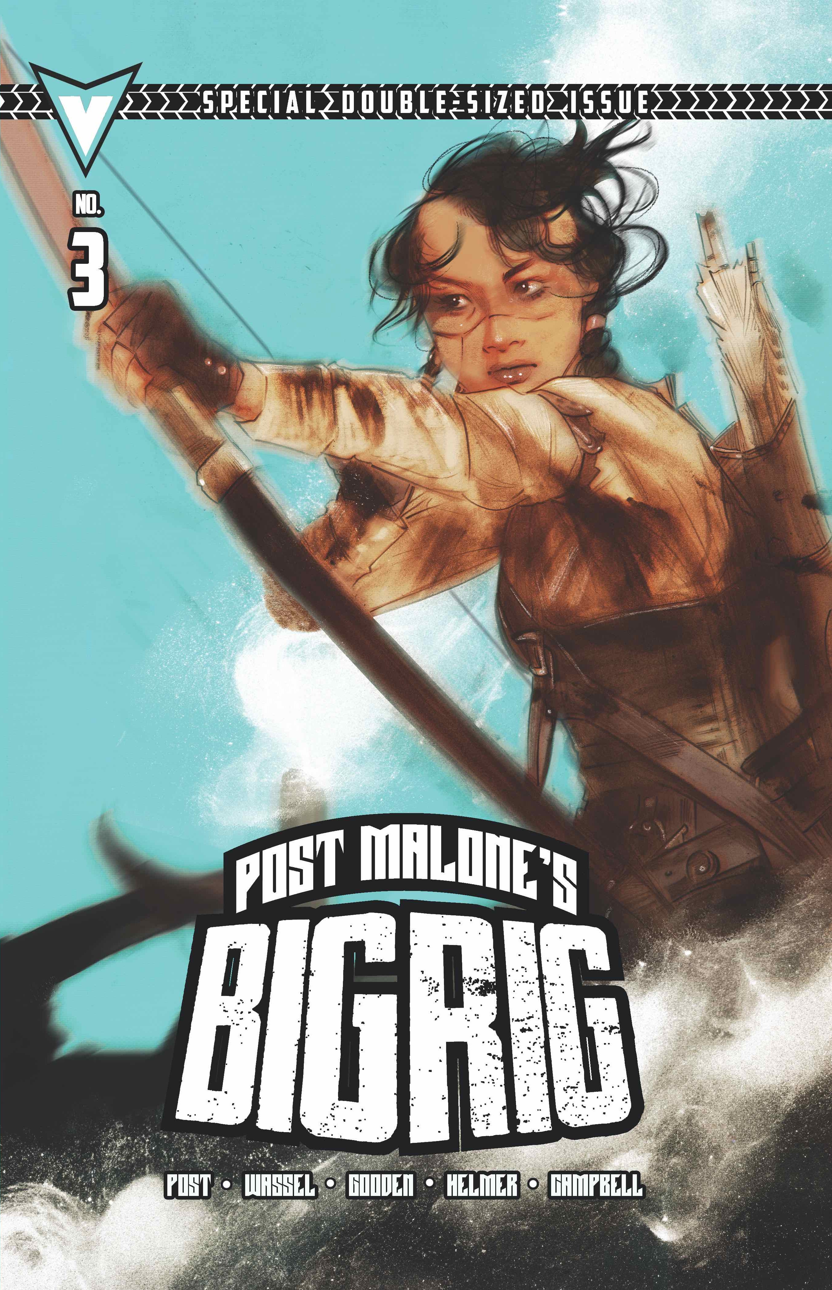 Comic book cover featuring a character with a bow and arrow against a blue sky.
