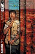 Comic book cover with a stylized illustration of a man holding a microphone against a desert landscape.