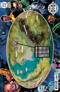 Comic book cover with a map and character heads around it