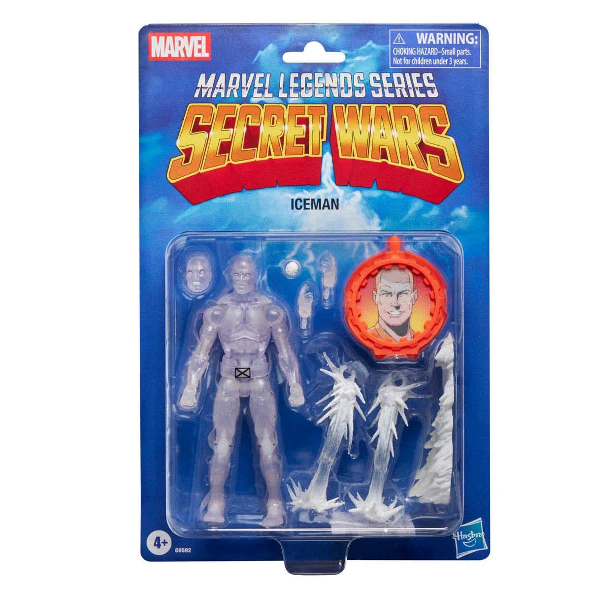 Marvel Legends Series Secret Wars Iceman action figure packaging on a white background