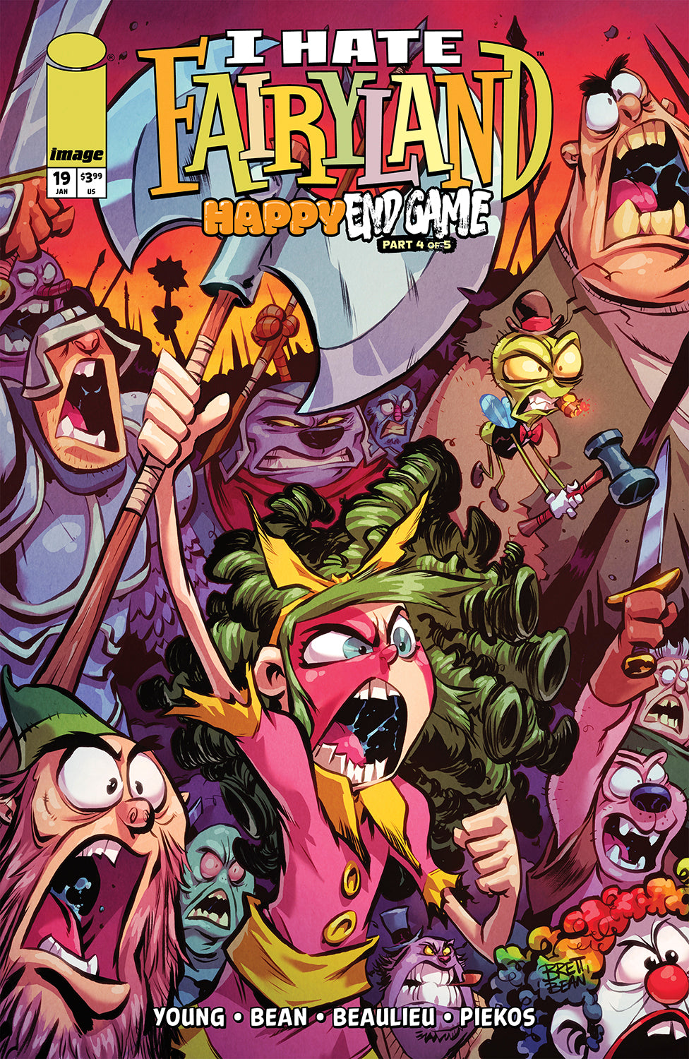 Comic book cover of 'I Hate Fairyland' with chaotic scene and characters.