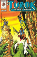 Comic book cover featuring Turok, Dinosaur Hunter with a jungle scene and dinosaurs.