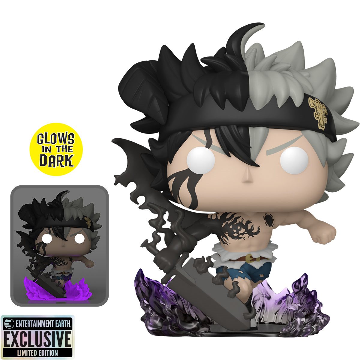 Black Clover Black Asta Glow-in-the-Dark Funko Pop! Vinyl Figure #1556 - Entertainment Earth Exclusive