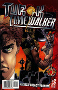 Comic book cover featuring a character with a gun and another character with a serious expression, set against a red and orange background.