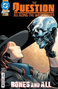 Comic book cover featuring a character holding a skull with 'The Question' title