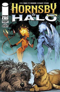 Comic book cover featuring two humanoid figures with animals on a dark background