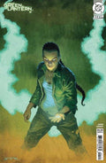 Comic book cover featuring a character in a green jacket with a glowing green light on a green and brown background.