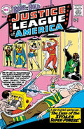 Comic book cover featuring Justice League of America with superhero characters and text.
