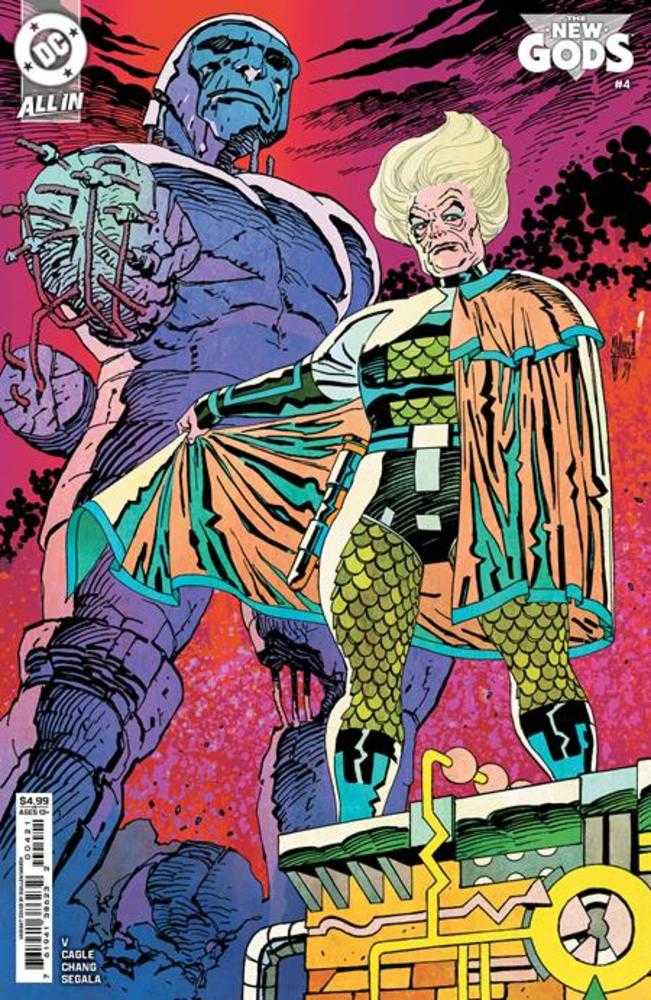 Comic book cover featuring two characters in colorful costumes with a vibrant background.