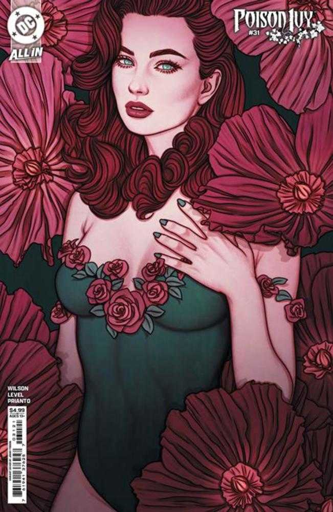 Cover of Poison Ivy #31 featuring a stylized illustration of the character Poison Ivy with red hair and a green costume, surrounded by red floral motifs.