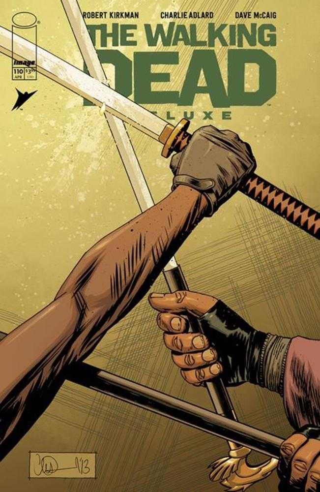 Comic book cover of 'The Walking Dead Luxe' with hands holding a sword.