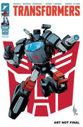 Comic book cover of 'Transformers' with robot character and red 'A' logo