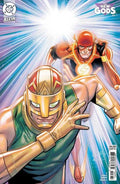 Comic book cover featuring two superhero characters with a bright light effect.