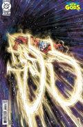 Comic book cover featuring a superhero in a dynamic pose with energy effects.