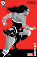 Comic book cover featuring a superhero in a dynamic pose on a red background