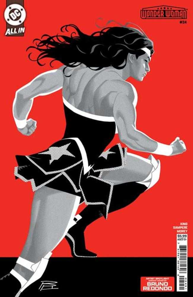 Comic book cover featuring a superhero in a dynamic pose on a red background