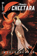Comic book cover of 'Cheetara: Worldbreaker' with a character in a red hood and flowing robes.