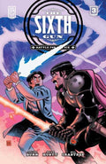 Comic book cover of 'The Sixth Gun' with two characters holding a weapon.