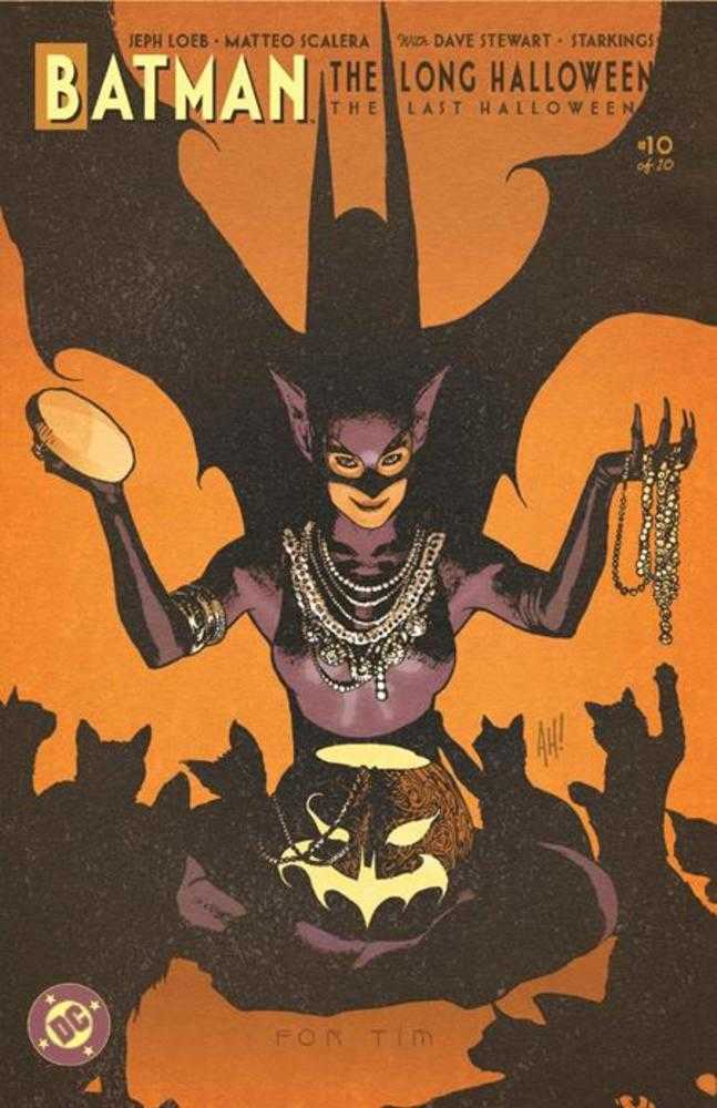 Comic book cover featuring a character in a Halloween-themed outfit with a pumpkin and cats.