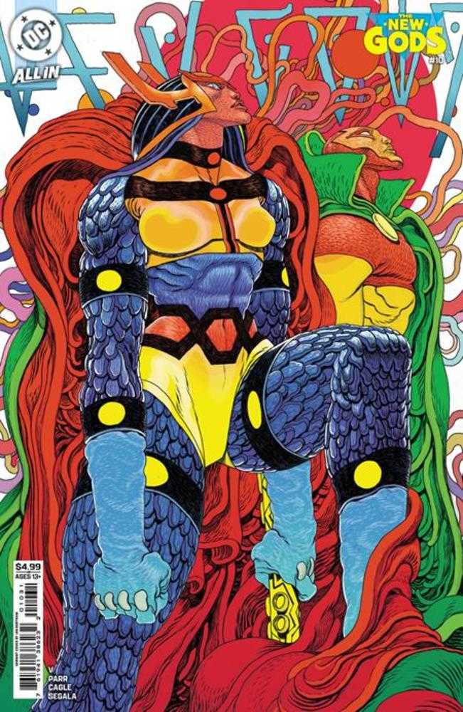 Comic book cover featuring a colorful character with red hair and blue accents.