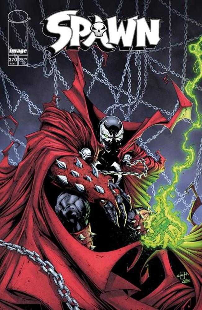Comic book cover featuring a character in a red robe with chains and green energy.