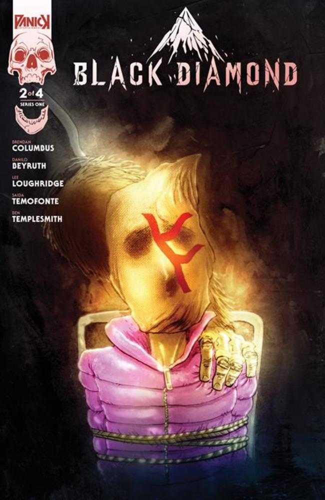 Comic book cover titled 'Black Diamond' with a person in a pink hoodie and red symbol on face.
