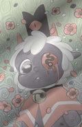 Cartoon character with a floral background