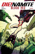 Comic book cover titled 'Die! Namite Blood Red' with a character in a red outfit surrounded by zombies.