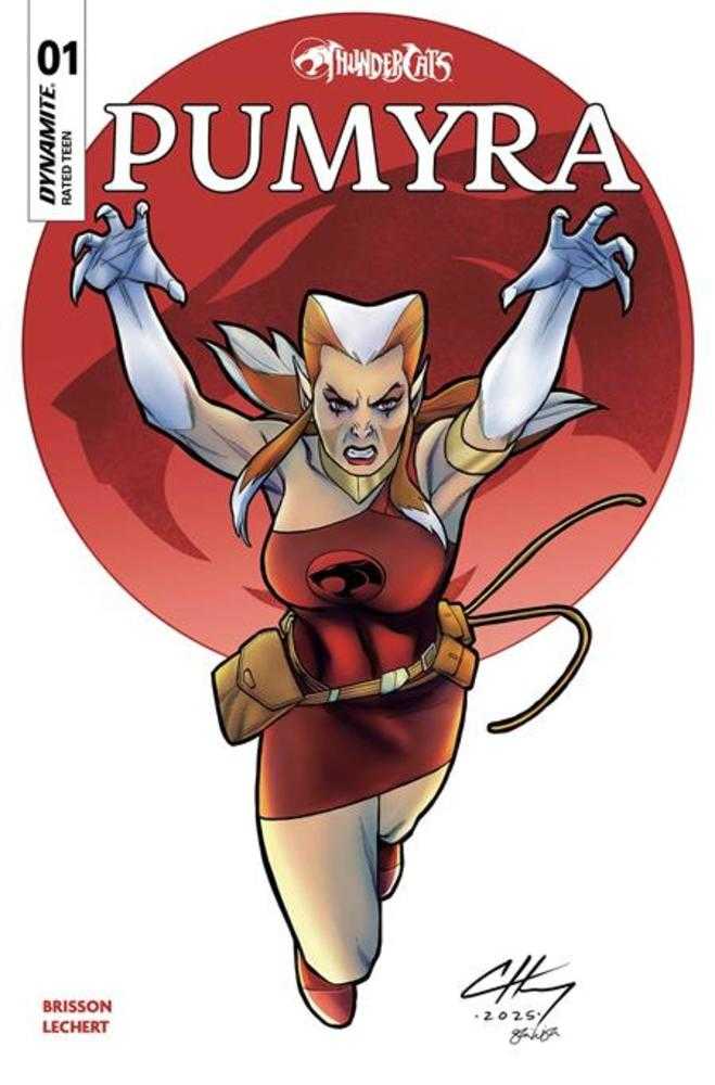 Comic book cover featuring a character named Pumyra with a red background