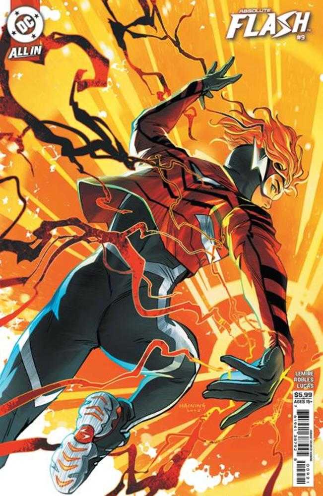 Comic book cover featuring a superhero in action with dynamic poses and vibrant colors.