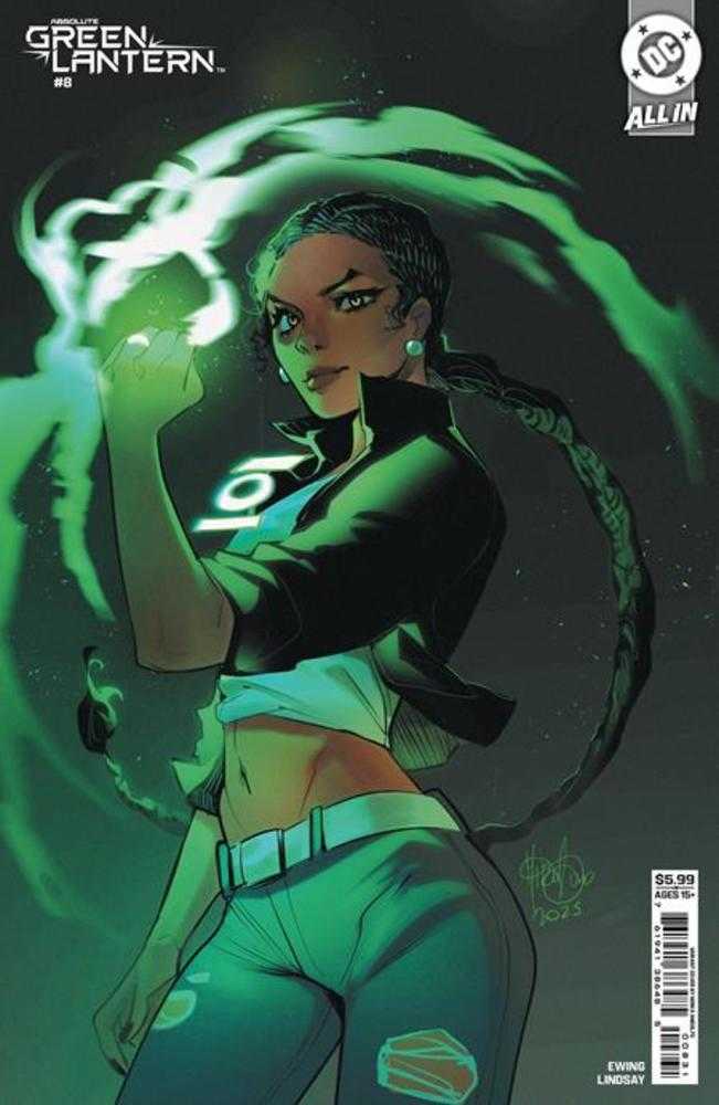 Comic book cover featuring a character with green energy and 'Green Lantern' branding.