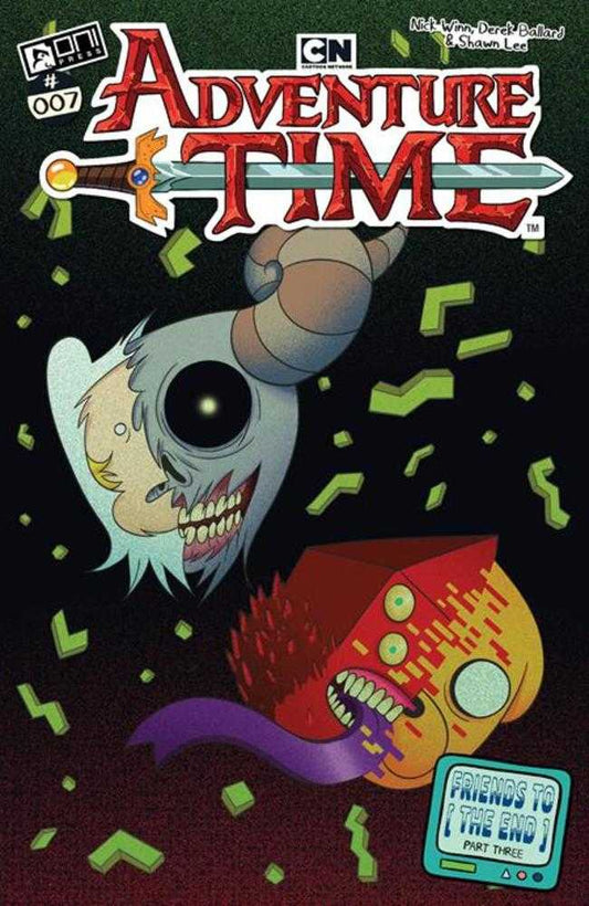 Cover of 'Adventure Time' comic book with cartoon characters and text.