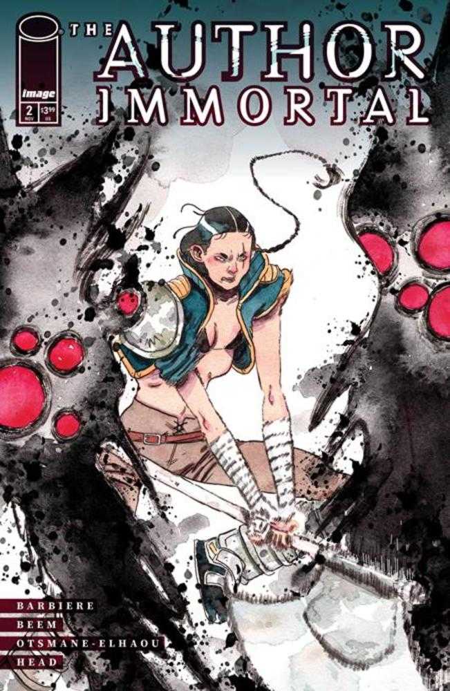 Comic book cover titled 'The Author Immortal' with a stylized illustration of a character holding a weapon.